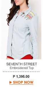 Denim Embroidered Top