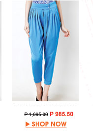  Blue Megan Relaxed Pleated Pants