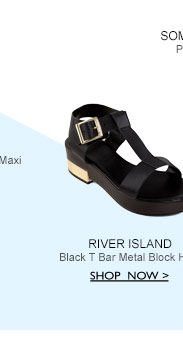 Black T-Bar Block Heel