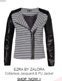 Collarless Jacquard Jacket
