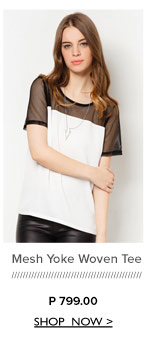Mesh Yoke Woven Tee